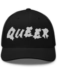 Queer Pride Hat Punk Lettering Embroidered on Black Trucker Cap Retro Trucker Hat