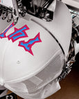 T4T Hat Punk Lettering Pink and Blue Embroidered on White Trucker Cap Retro Trucker Hat