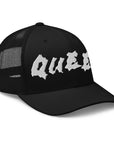 Queer Pride Hat Punk Lettering Embroidered on Black Trucker Cap Retro Trucker Hat
