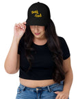 Both, And Black and Yellow Gold Embroidered Trucker Hat Retro Trucker Hat