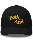 Both, And Black and Yellow Gold Embroidered Trucker Hat Retro Trucker Hat