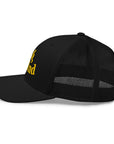 Both, And Black and Yellow Gold Embroidered Trucker Hat Retro Trucker Hat