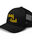 Both, And Black and Yellow Gold Embroidered Trucker Hat Retro Trucker Hat