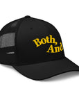 Both, And Black and Yellow Gold Embroidered Trucker Hat Retro Trucker Hat