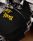 Both, And Black and Yellow Gold Embroidered Trucker Hat Retro Trucker Hat