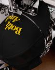 Both, And Black and Yellow Gold Embroidered Trucker Cap