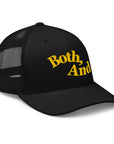 Both, And Black and Yellow Gold Embroidered Trucker Cap