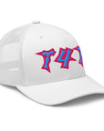 T4T Hat Punk Lettering Pink and Blue Embroidered on White Trucker Cap Retro Trucker Hat