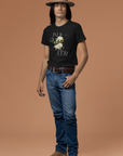 Indigiqueer Pride Shirt Vintage Flower Design on Relaxed Fit Size Inclusive T-shirt