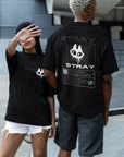 Stray Cat Streetwear T-Shirt Wild Cat Outsider Black Oversize Tee Oversize Deep Drop Shoulder Tee - 190 GSM
