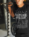 Nature is Queer Graphic Tank LGBTQ+ Plants & Animals on front of Black Relaxed Fit Sleeveless Tank Top