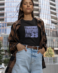 Two Spirit Indigenous Pride Lavender Word Block Art on front of Black Sleeveless Tank Top Relaxed Fit Sleeveless Tank Top