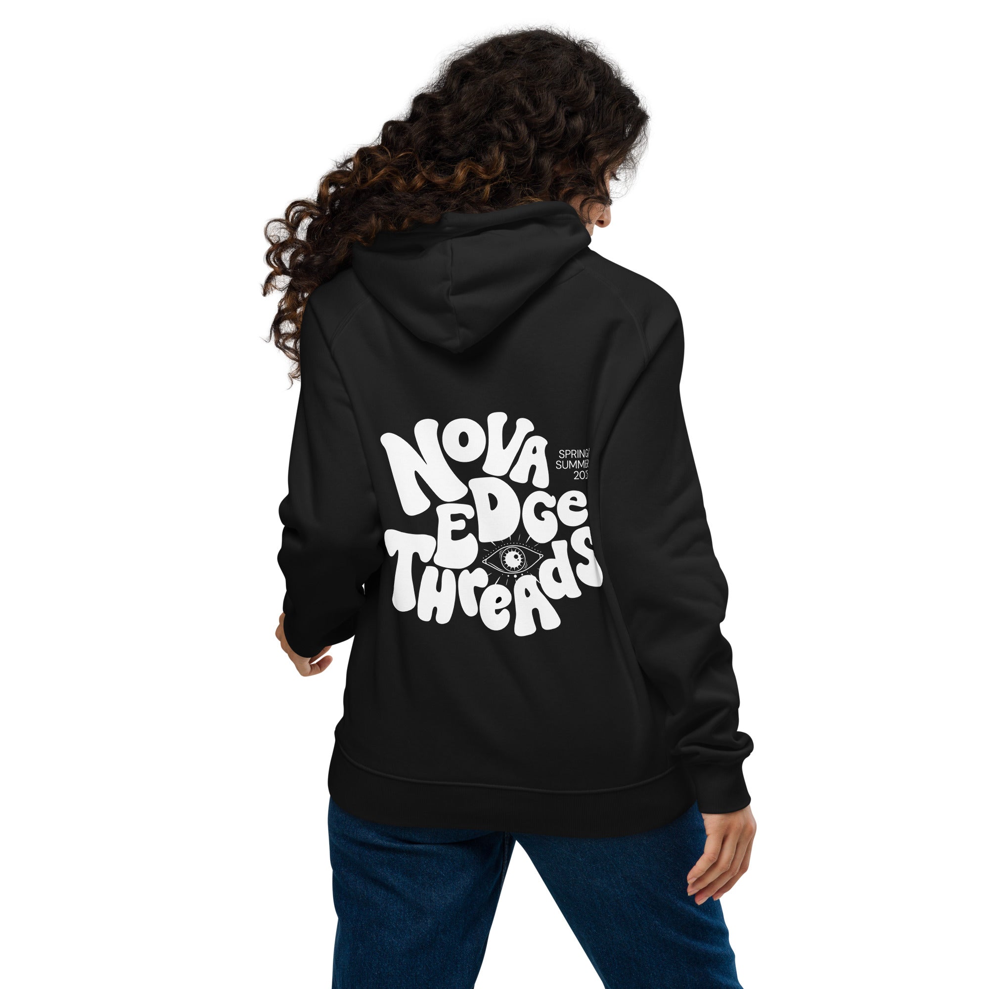 Nova Edge Threads Streetwear that Gives Typography Black Eco Raglan Hoodie Eco Raglan Hoodie