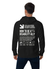 How to be a Disability Ally Black Graphic Sweatshirt Allyship Eco Raglan Hoodie Eco Raglan Hoodie