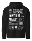 How to be an Ally Black Graphic Sweatshirt LGBTQIA2S+ Allyship Eco Raglan Hoodie Eco Raglan Hoodie