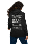 How to be an Ally Black Graphic Sweatshirt LGBTQIA2S+ Allyship Eco Raglan Hoodie Eco Raglan Hoodie