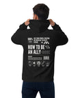 How to be an Ally Black Graphic Sweatshirt LGBTQIA2S+ Allyship Eco Raglan Hoodie Eco Raglan Hoodie