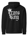Trans King with a Crown Spray Paint Graffiti Style Streetwear Hoodie Gender Diversity Trans Pride on back of Black or Gray Eco Raglan Hoodie