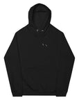 BlaQ Graphic Hoodie Streetwear Graffiti Style Design Intersectional Pride on back of Black Eco Raglan Hoodie