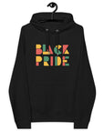 Black Pride Hoodie Red Green and Yellow Geometric Design on Black Eco Friendly Raglan Hoodie Eco Raglan Hoodie