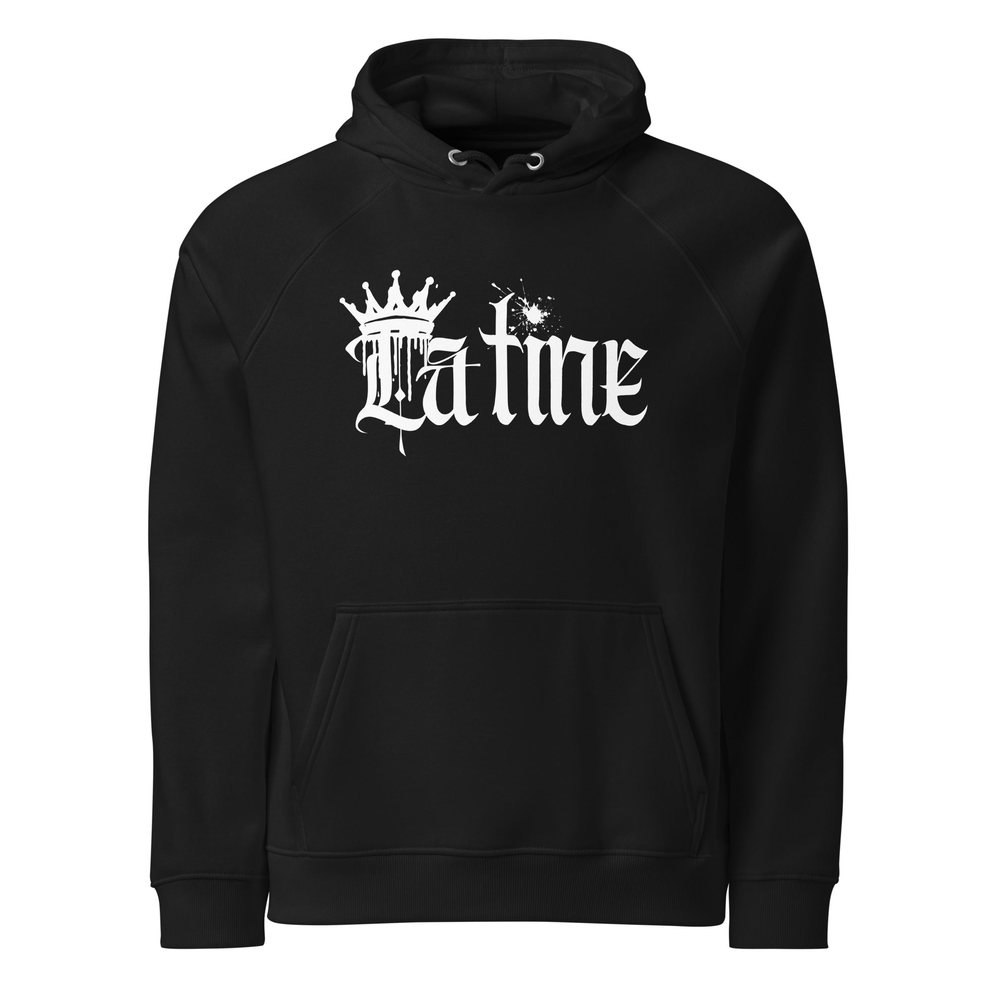 Latine Graphic Sweatshirt White Spray Paint Graffiti Black Eco Raglan Hoodie Eco Raglan Hoodie