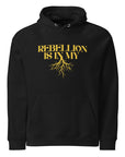 Rebellion is in my Roots Hoodie Black and Yellow Eco Raglan Hoodie Eco Raglan Hoodie