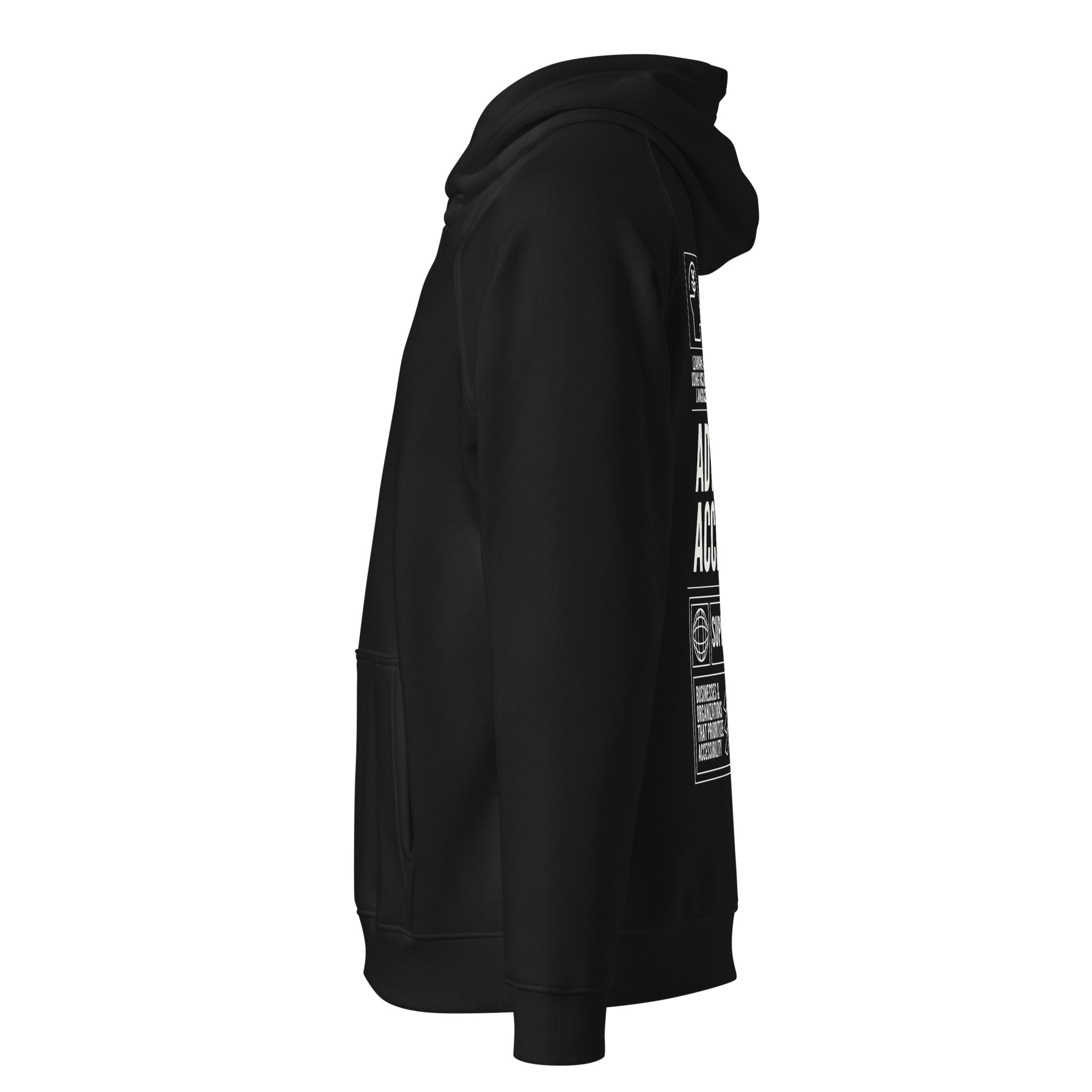 Advocate for Accessibility Graphic Hoodie Black Allyship Sweatshirt Eco Raglan Hoodie Eco Raglan Hoodie