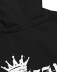Trans King with a Crown Spray Paint Graffiti Style Streetwear Hoodie Gender Diversity Trans Pride on back of Black or Gray Eco Raglan Hoodie