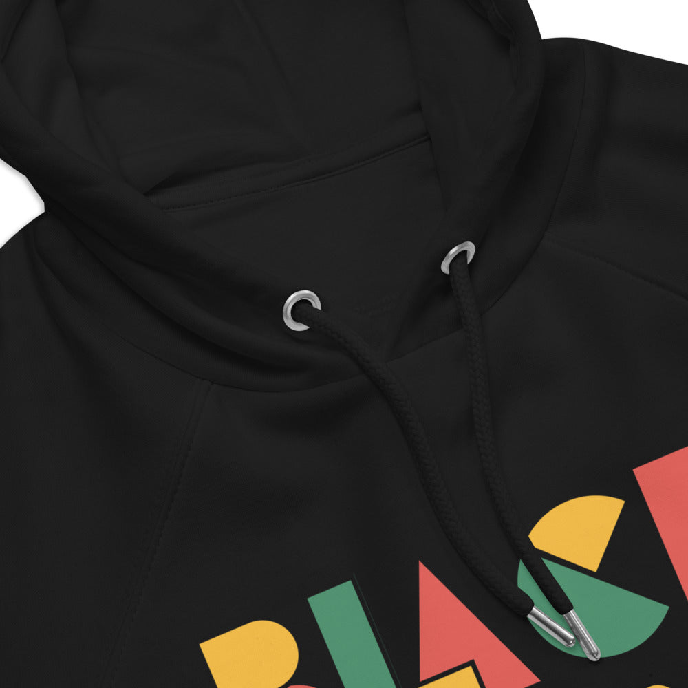 Black Pride Hoodie Red Green and Yellow Geometric Design on Black Eco Friendly Raglan Hoodie Eco Raglan Hoodie