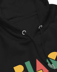 Black Pride Hoodie Red Green and Yellow Geometric Design on Black Eco Friendly Raglan Hoodie Eco Raglan Hoodie