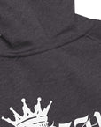 Trans King with a Crown Spray Paint Graffiti Style Streetwear Hoodie Gender Diversity Trans Pride on back of Black or Gray Eco Raglan Hoodie