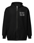Queer Trans and Disability Pride I'm That Villain Embroidered on a Black zip hoodie Heavy Blend Zip Hoodie