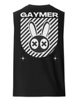 Gaymer Pride Streetwear Style LGBTQ+ Pride Video Games on back of Black Tank Top Relaxed Fit Sleeveless Tank Top