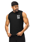 One of Them Enby Pride Tank Embroidered front of Black Relaxed Fit Sleeveless Tank Top Relaxed Fit Sleeveless Tank Top