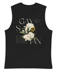 Gaysian Pride Vintage Flower Design on front of Black Relaxed Fit Sleeveless Tank Top Relaxed Fit Sleeveless Tank Top