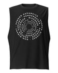 Word Art in Circles with different Gender Identities on front of Black Sleeveless Tank Top Relaxed Fit Sleeveless Tank Top