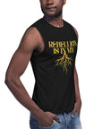 Rebellion is in my roots Black and Yellow Protest Relaxed Fit Sleeveless Tank Top Relaxed Fit Sleeveless Tank Top