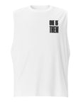 One of Them Non Binary Pride Tank Embroidery on front of White Relaxed Fit Tank Top Relaxed Fit Sleeveless Tank Top