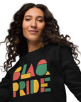 BlaQ Pride Geometric Design Iconic African Culture Colors on Black Organic Cotton Raglan Sweatshirt Organic Raglan Sweatshirt