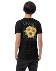 Sunflower Hidden Disabilities Pride on back of Size Inclusive Black Relaxed Fit T-shirt Oversize Deep Drop Shoulder Tee - 190 GSM