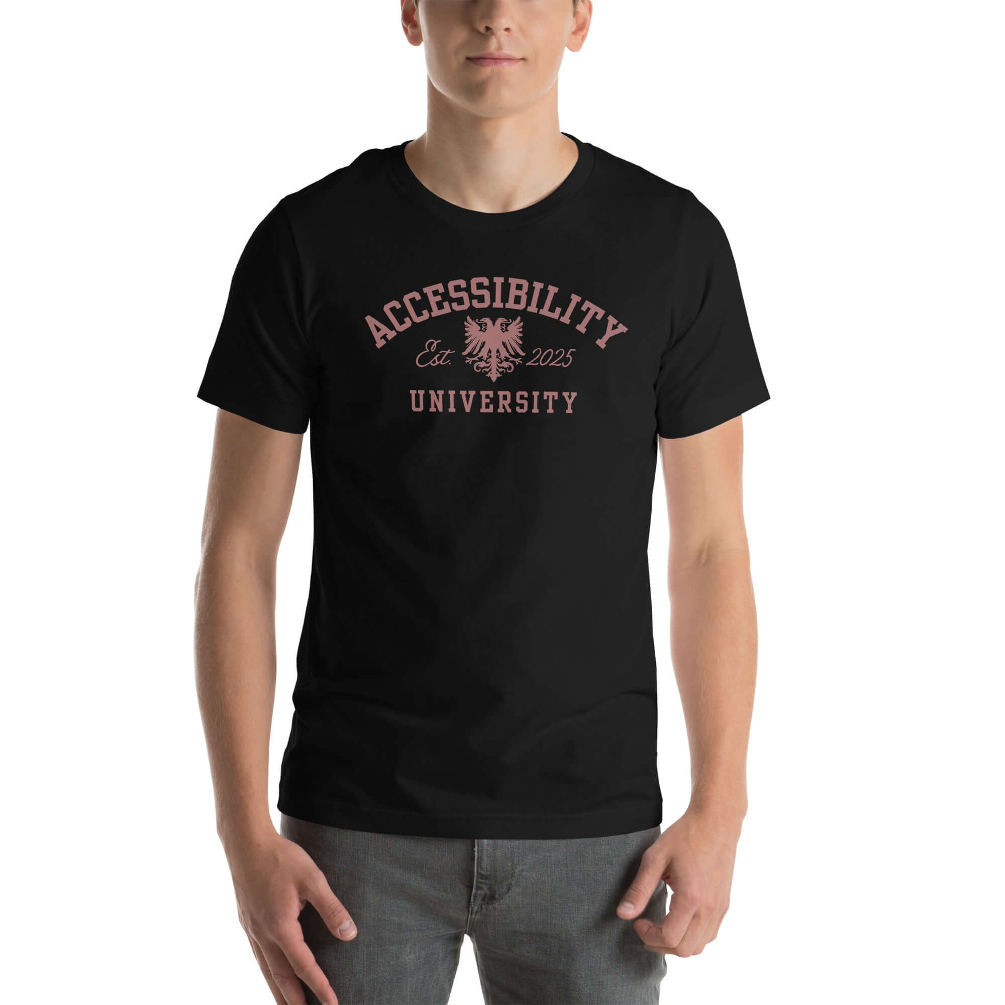 Accessibility University Disability Pride Tee on Black, Grey or White Relaxed fit T-shirt Relaxed Fit T-Shirt