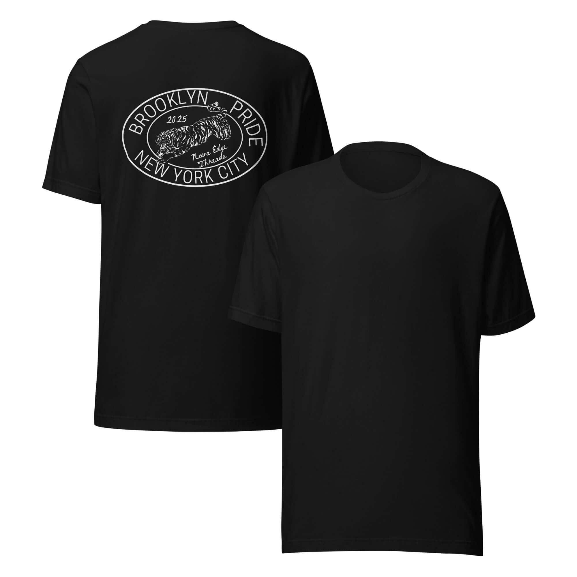 Brooklyn Pride 2025 Back Design on the Size Inclusive Black Relaxed Fit T-shirt Relaxed Fit T-Shirt