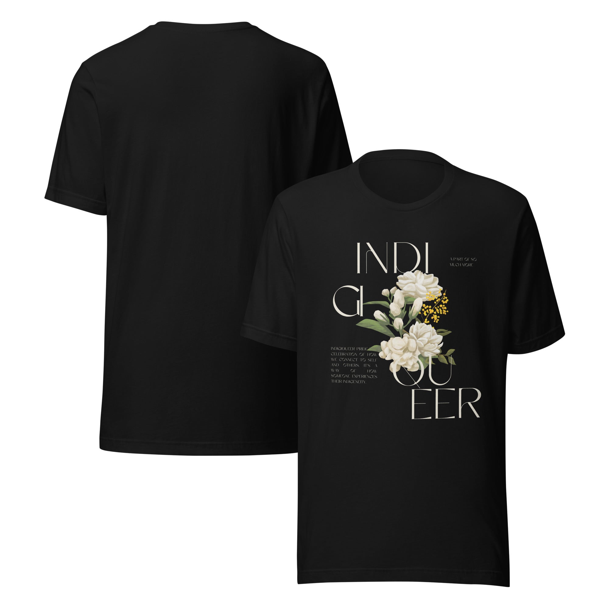 Indigiqueer Pride Shirt Vintage Flower Design on Relaxed Fit Size Inclusive T-shirt Relaxed Fit T-Shirt