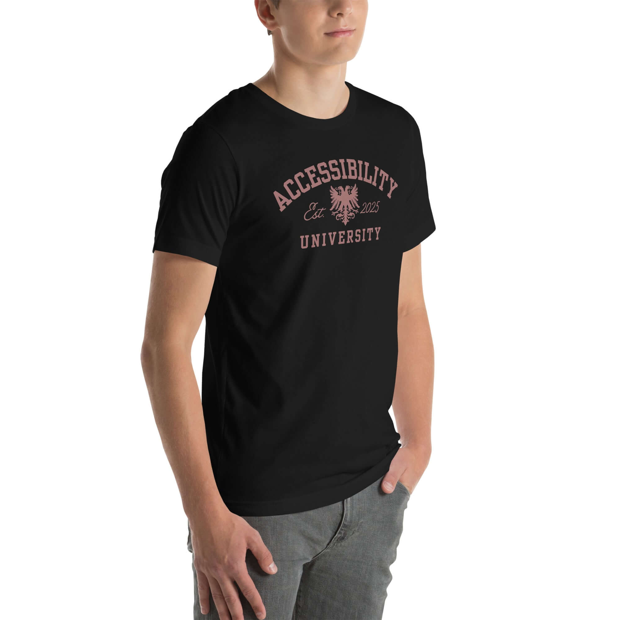 Accessibility University Disability Pride Tee on Black, Grey or White Relaxed fit T-shirt Relaxed Fit T-Shirt