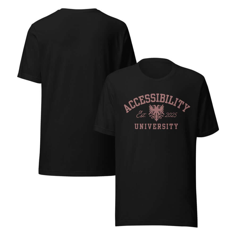 Accessibility University Disability Pride Tee on Black, Grey or White Relaxed fit T-shirt Relaxed Fit T-Shirt