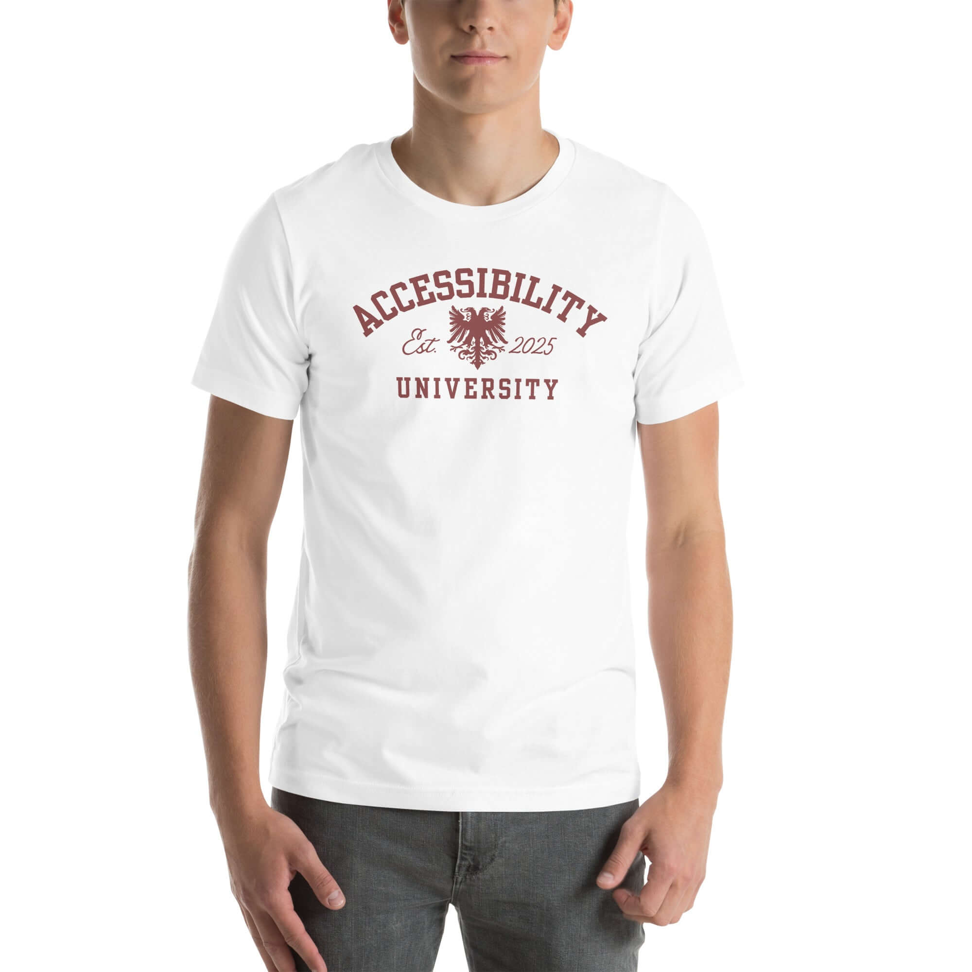 Accessibility University Disability Pride Tee on Black, Grey or White Relaxed fit T-shirt Relaxed Fit T-Shirt