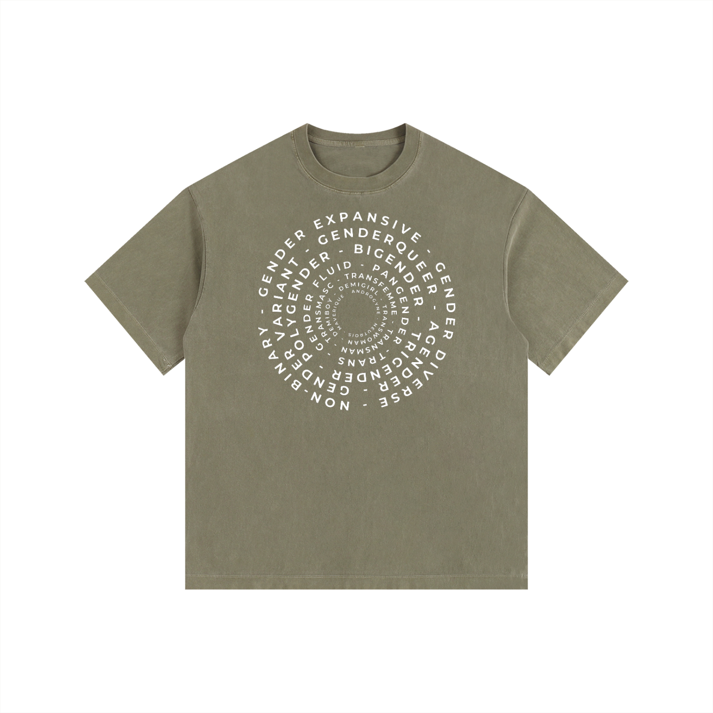 Gender Identity Word Art Size Inclusive Vintage Washed Oversize Tee Vintage Wash Oversize Tee