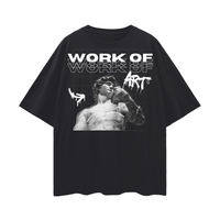 Work of Art Statue with Top Surgery Scars Trans Pride Shirt Black Oversize Tee Oversize Deep Drop Shoulder Tee - 190 GSM