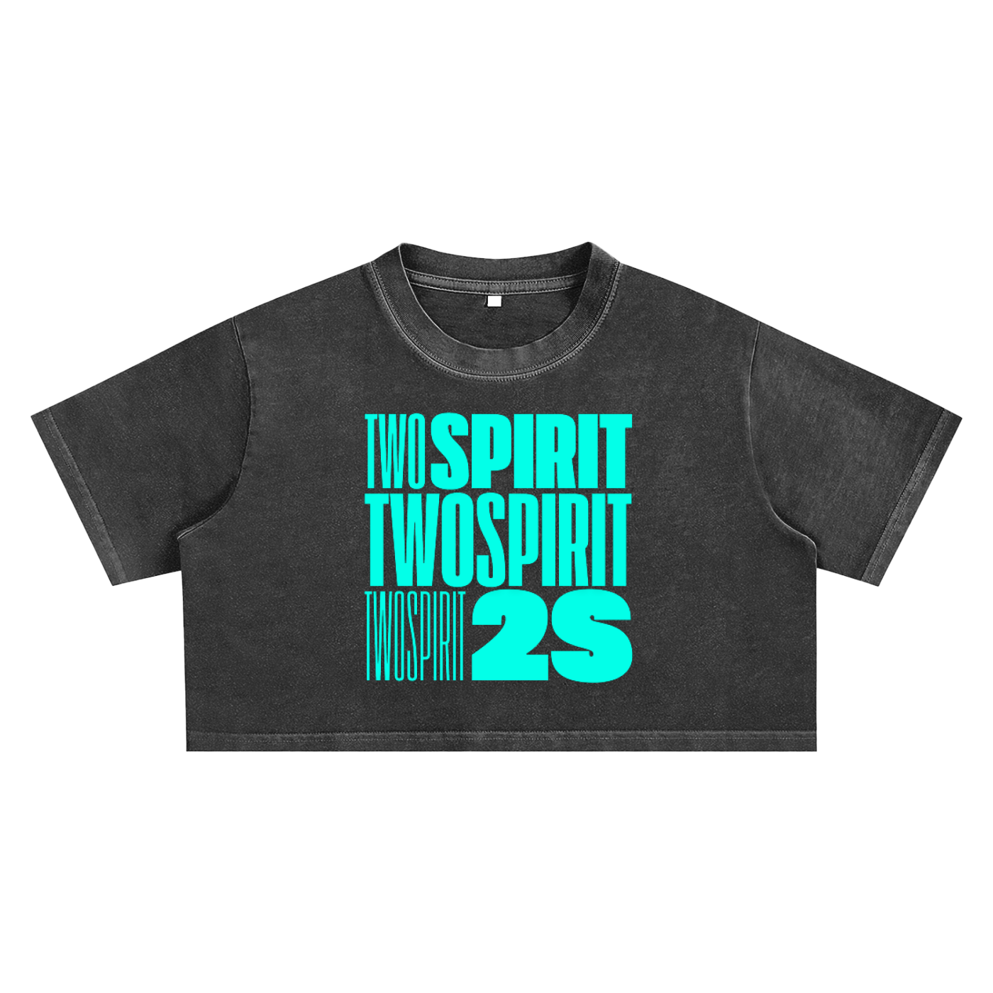 2 Spirit Pride Crop Top Turquoise and Black Snow Washed Crop Top Snow Washed Crop Top