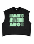 Aromantic Pride Green Workblock Art on Black French Terry Boxy Tank Top